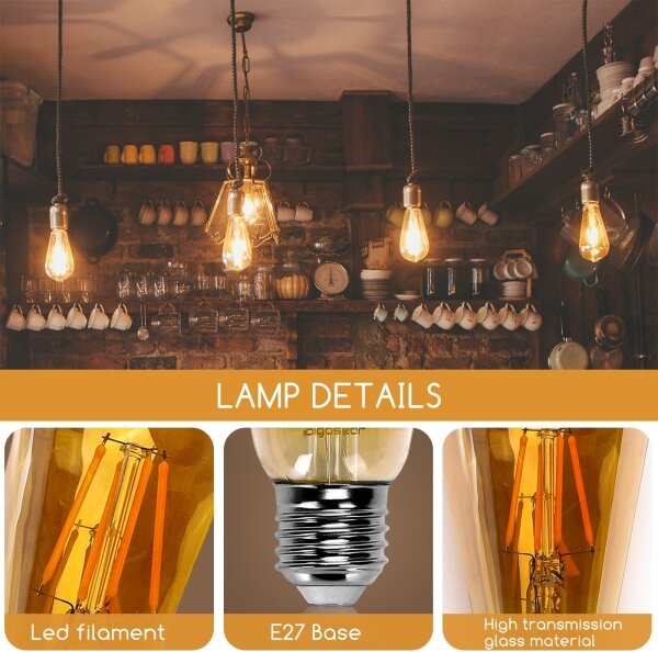 Bec LED ST64 E27/4W/230V 2200K Aigostar