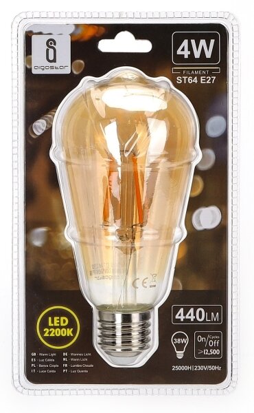 Bec LED ST64 E27/4W/230V 2200K Aigostar