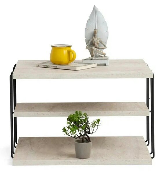 Masuta LIFON, bej/negru, PAL melaminat/metal, 50x40x33 cm