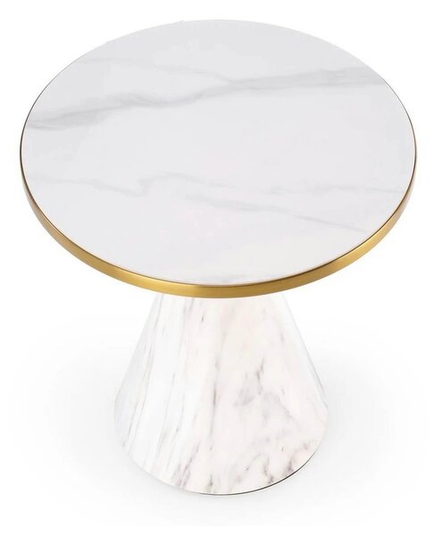 Masuta TALBI, alb/auriu, ceramica/metal, 50x50x52 cm