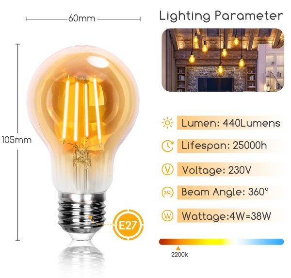 Bec LED A60 E27/4W/230V 2200K Aigostar