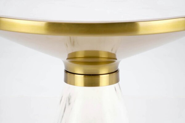 Masuta TALBI, alb/auriu, ceramica/metal, 50x50x52 cm