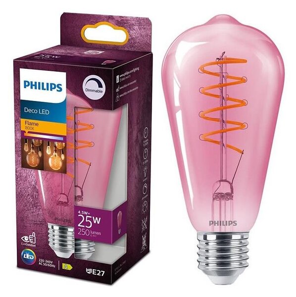 Bec LED dimabil DECO Philips ST64 E27/4,5W/230V 1800K