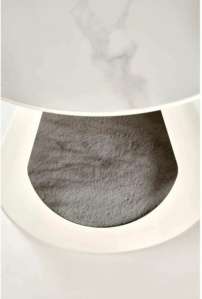 Set 2 masute cafea OSARIO, alb cu efect de marmura, ceramica/metal