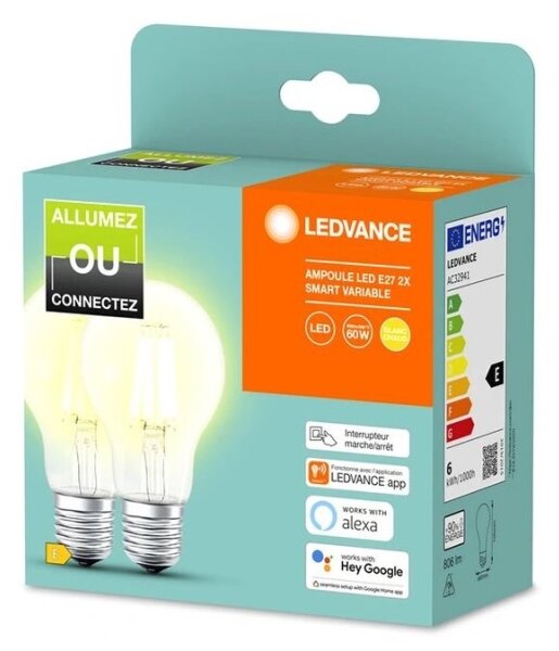 SET 2x bec LED dimabil SMART+ A60 E27/6W/230V 2700K Ledvance
