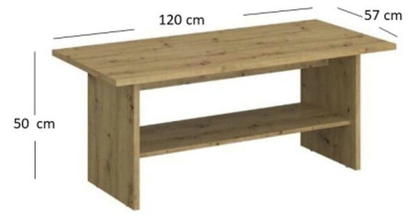 Masuta AYSON, stejar artisan, PAL laminat, 120x57x50 cm