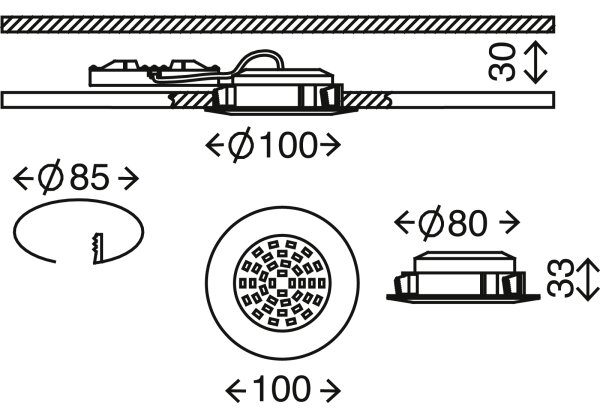 Corp de iluminat LED încastrat pentru baie ATTACH LED/10,5W/230V IP44 Briloner 7206-018