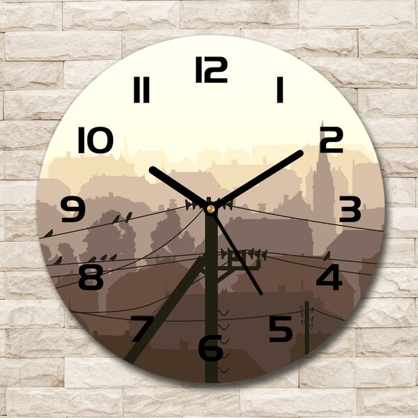 Ceas din sticlă rotund Oraș tensiunea de linie