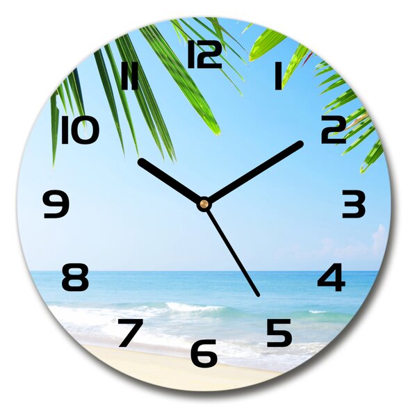 Ceas perete din sticlă rotund plaja tropicala