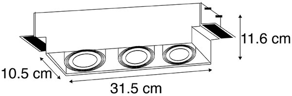 Spot integrat negru GU10 AR70 fara rama 3 lumini - Oneon