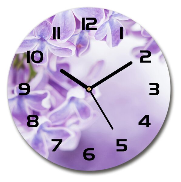 Ceas din sticlă rotund flori de liliac