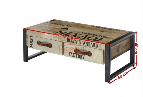 Masuta Mexaco, stejar/negru, lemn/metal, 115x60x40 cm