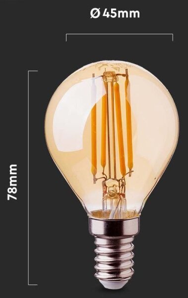 Bec LED FILAMENT AMBER P45 E14/4W/230V 2200K
