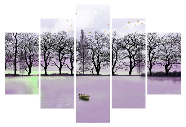 Tablou - Barcă pe lac (150x105 cm)