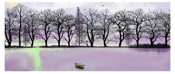 Tablou - Barcă pe lac (120x50 cm)