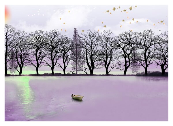 Tablou - Barcă pe lac (70x50 cm)