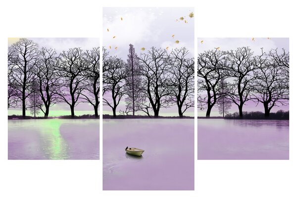 Tablou - Barcă pe lac (90x60 cm)