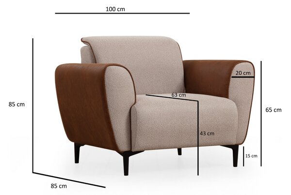 Atelier Del Sofa, Fotoliu Ayaz bej-maro 100/85/85 cm