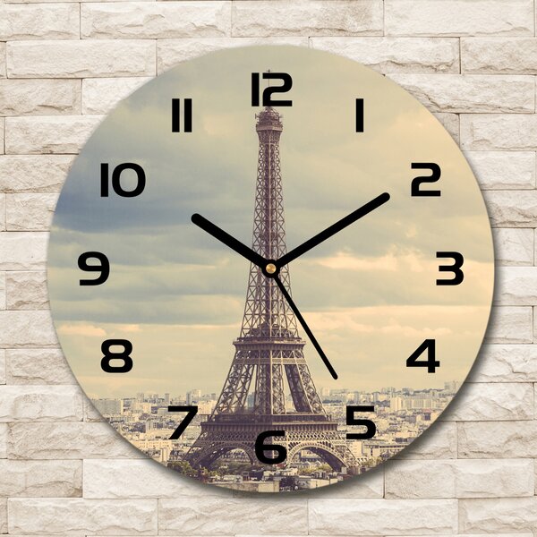 Ceas rotund de perete din sticlă Turnul Eiffel din Paris