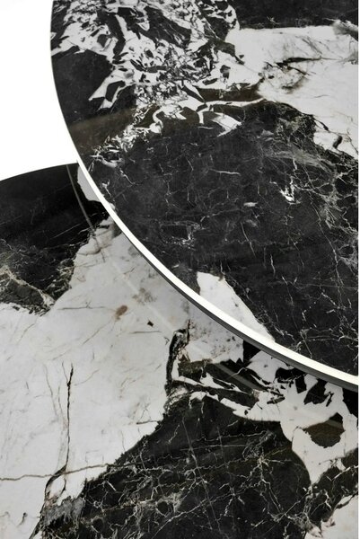 Set 2 masute ALEXANDRA, negru, ceramica/metal, 70x47/50x41 cm