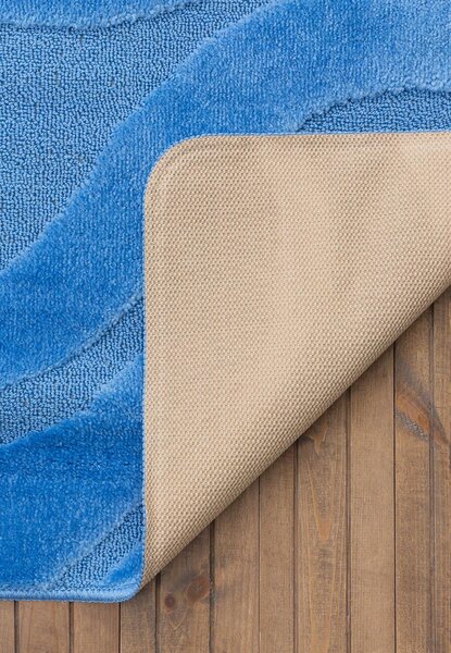 Set 2 Covorase antiderapante de baie, Symphony 2509, Bleu 50 x 80 / 40 x 50
