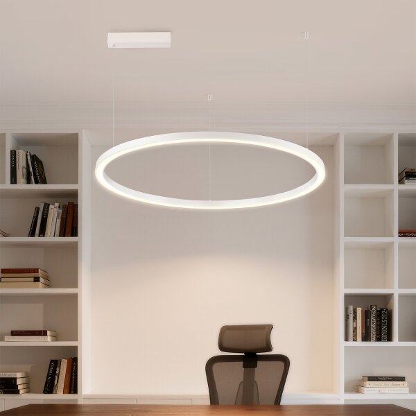 Brilagi - Lustră LED dimabilă, suspendată pe cablu PORTOFINO LED/60W/230V, diam. 80 cm, albă +telecomandă