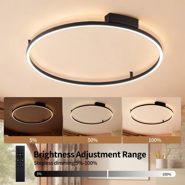 Brilagi - Corp de iluminat LED dimabil PORTOFINO LED/60W/230V diam. 80 cm negru + telecomandă
