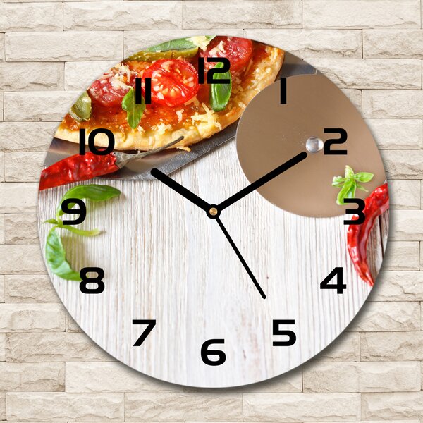 Ceas de sticlă pe perete rotund Pizza