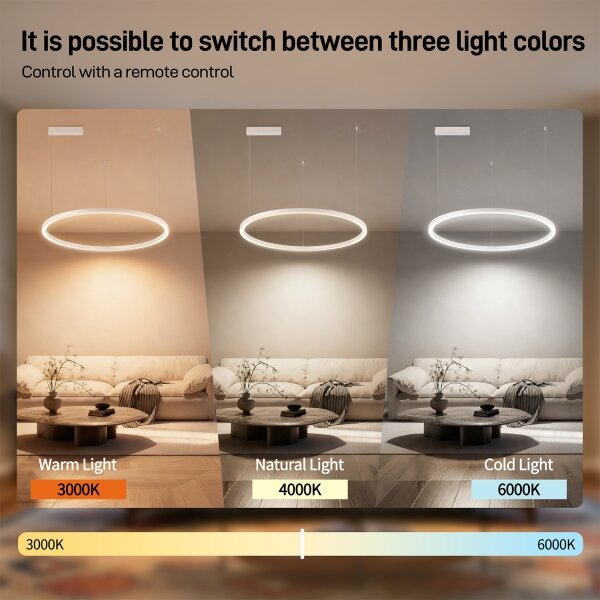 Brilagi - Lustră LED dimabilă, suspendată pe cablu PORTOFINO LED/60W/230V, diam. 80 cm, albă +telecomandă