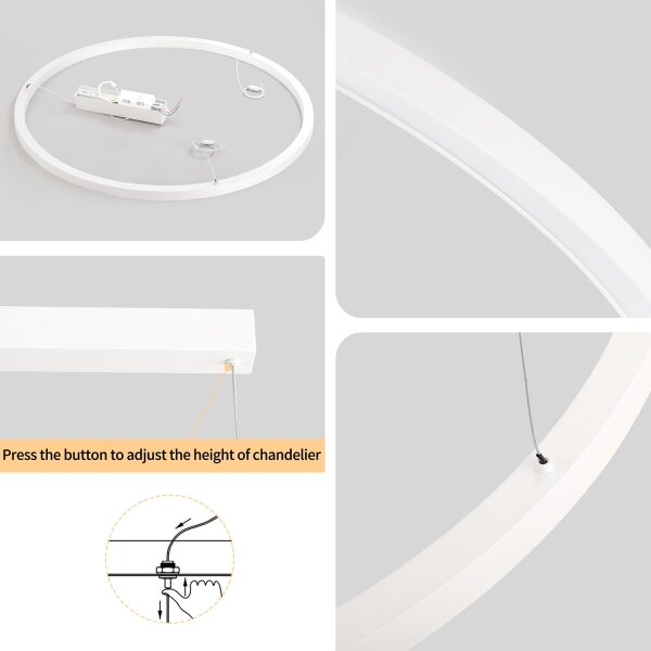 Brilagi - Lustră LED dimabilă, suspendată pe cablu PORTOFINO LED/60W/230V, diam. 80 cm, albă +telecomandă