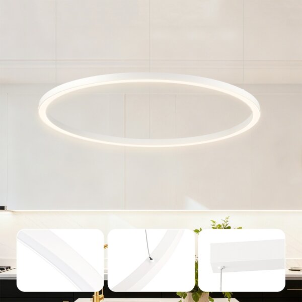 Brilagi - Lustră LED dimabilă, suspendată pe cablu PORTOFINO LED/60W/230V, diam. 80 cm, albă +telecomandă