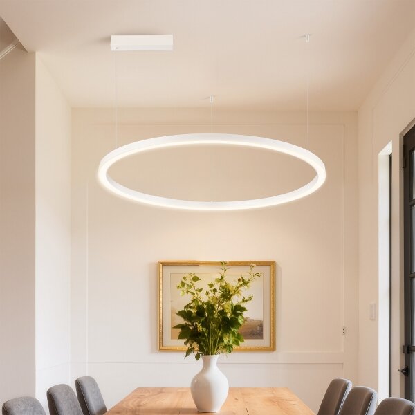Brilagi - Lustră LED dimabilă, suspendată pe cablu PORTOFINO LED/60W/230V, diam. 80 cm, albă +telecomandă