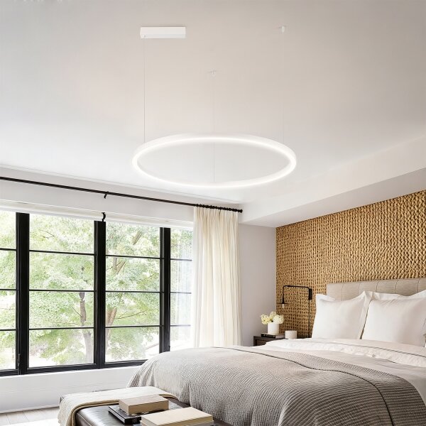 Brilagi - Lustră LED dimabilă, suspendată pe cablu PORTOFINO LED/60W/230V, diam. 80 cm, albă +telecomandă