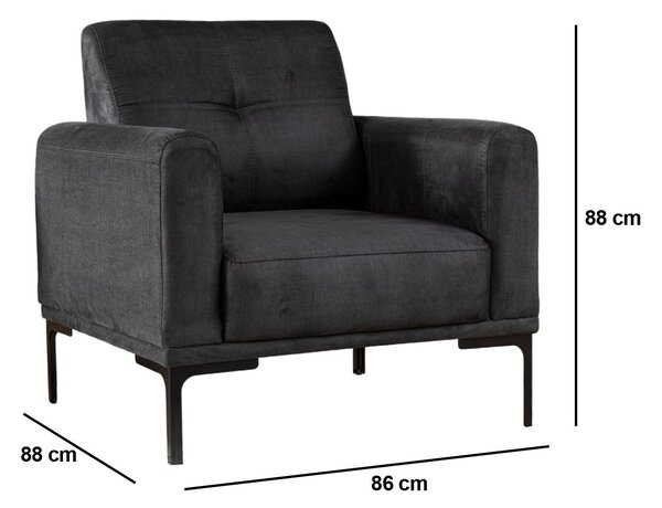 Atelier Del Sofa, Fotoliu Burak antracit 88/86/88 cm