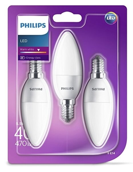 SET 3x LED Bec Philips B35 E14/5,5W/230V