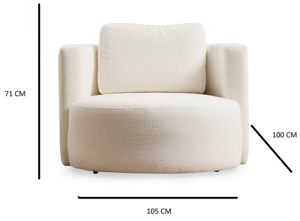 Atelier Del Sofa, Fotoliu Cemil crem 105/100/71 cm