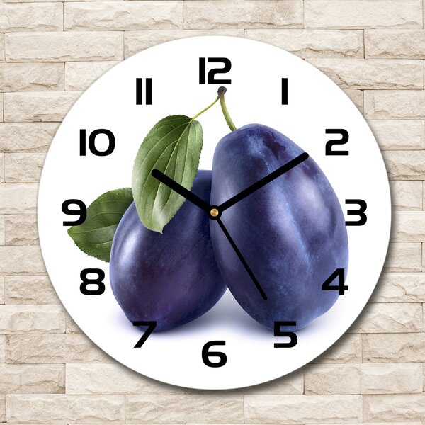 Ceas perete din sticlă rotund prune