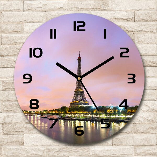 Ceas perete din sticlă rotund Turnul Eiffel din Paris
