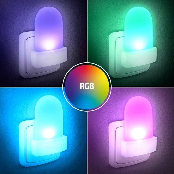 Solight WL910 - Lumină LED RGB cu senzor, pentru priză, 0,5W, 230V