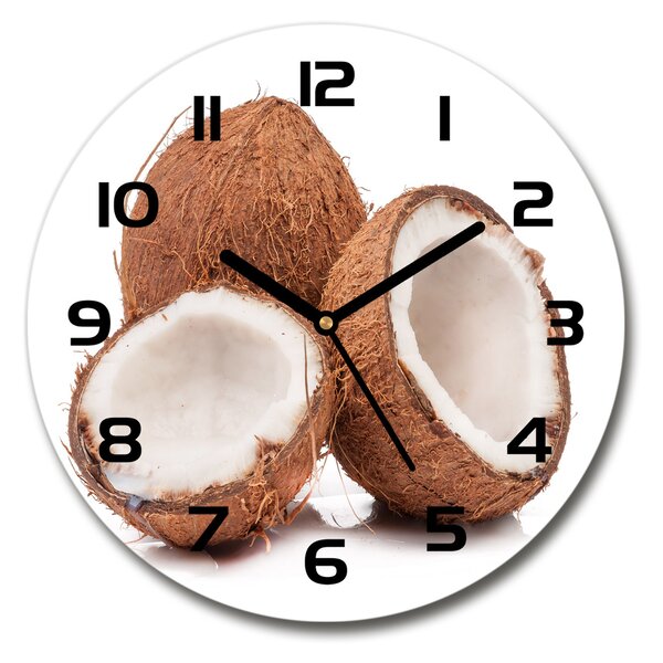 Ceas de sticlă pe perete rotund nucă de cocos