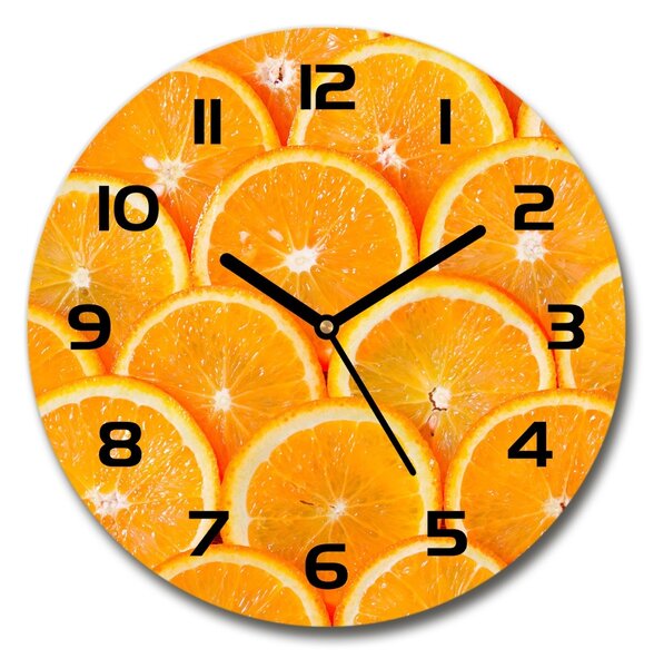 Ceas de sticlă pe perete rotund felii de portocale