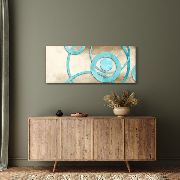 Tablou - Cercuri albastre acvarelă (120x50 cm)