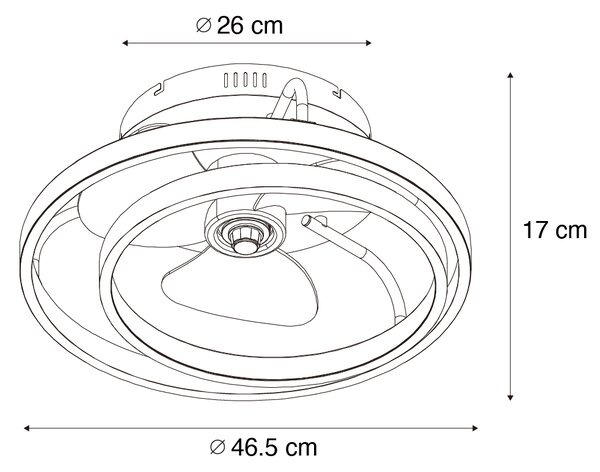 Ventilator de tavan auriu 46,5 cm, inclusiv LED cu telecomandă - Kees