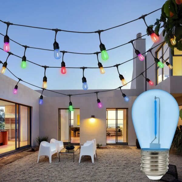 SET 2x LED Bec PARTY E27/0,3W/36V albastru