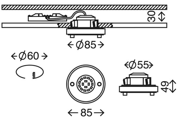 Corp de iluminat LED încastrat pentru baie ATTACH LED/5W/230V IP44 Briloner 7214-012