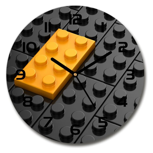 Ceas rotund de perete din sticlă cărămizi Lego