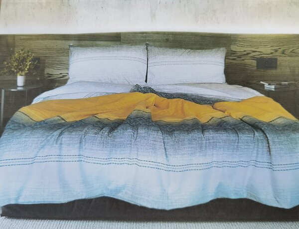 Lenjerie pat pentru 2 persoane,din Finet pufos, bumbac 100% - model geometric -F01A