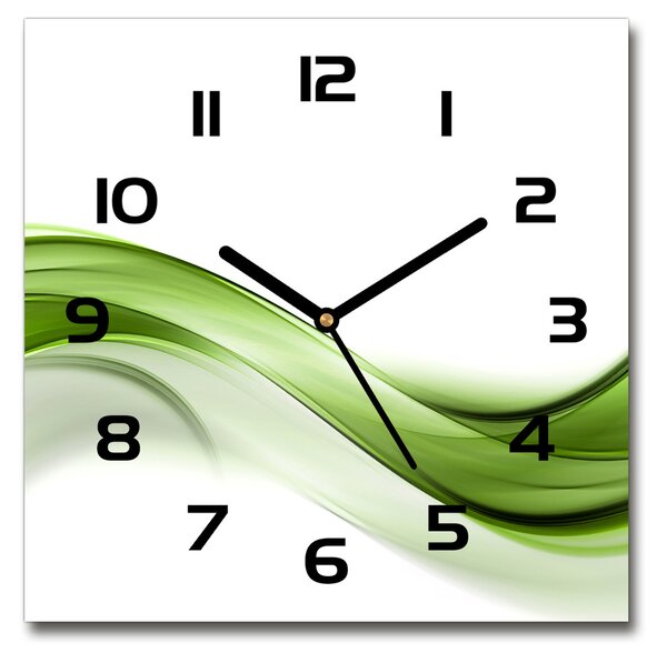 Ceas din sticlă pătrat undă verde