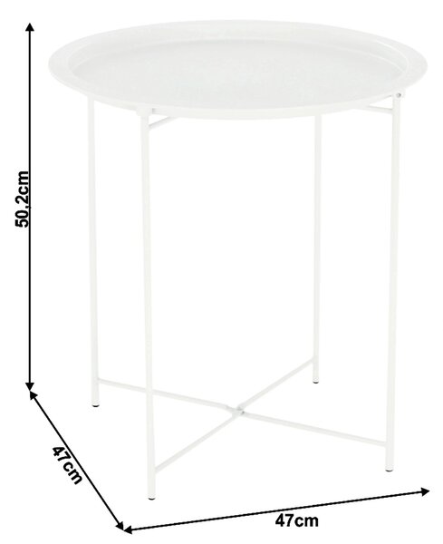 Masuta cu tava detasabila RENDER, alb, metal, 47x47x50 cm