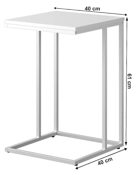 Masuta KALA, alb, DTD laminat/metal, 40x40x61 cm